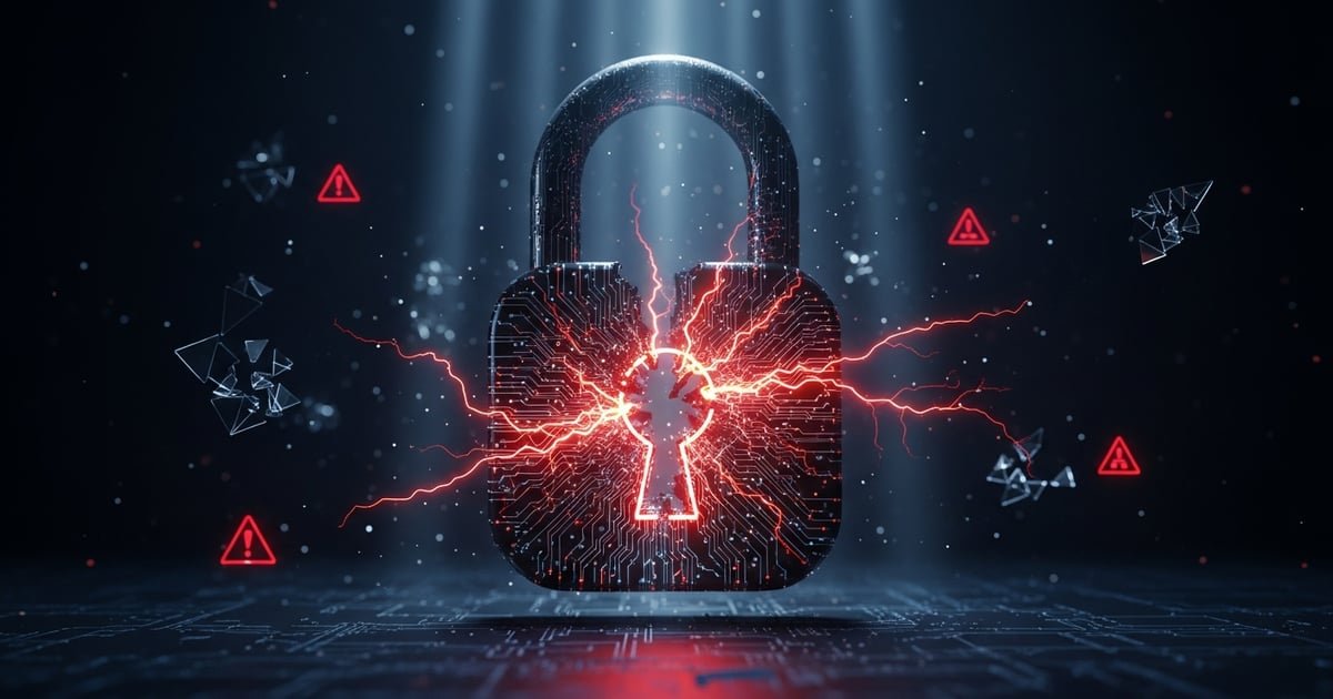 Security protocol visualization with encrypted data flows and authentication pathways in dark tech style