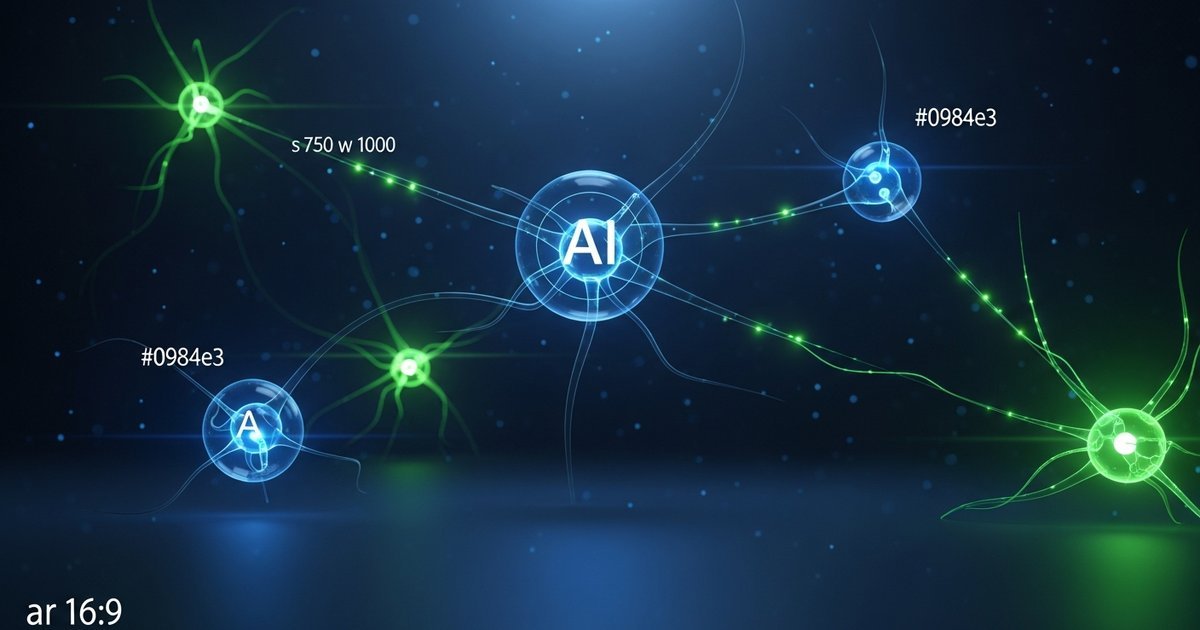 Advanced neural network architecture with semantic pathways glowing in emerald green and cyan